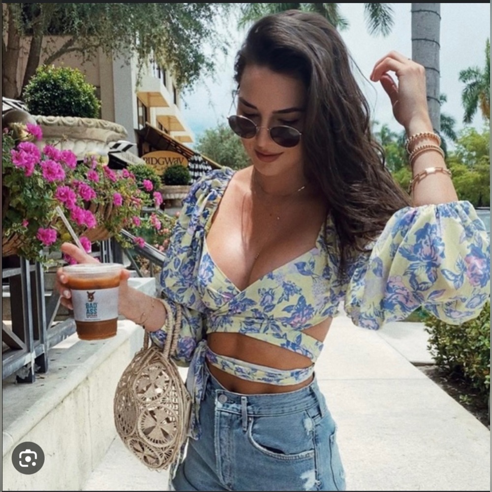 Angela floral wrap tied top